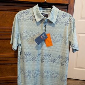 Visitor Premium Men's Light Blue Floral Polo Shirt